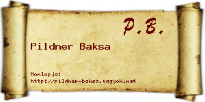 Pildner Baksa névjegykártya